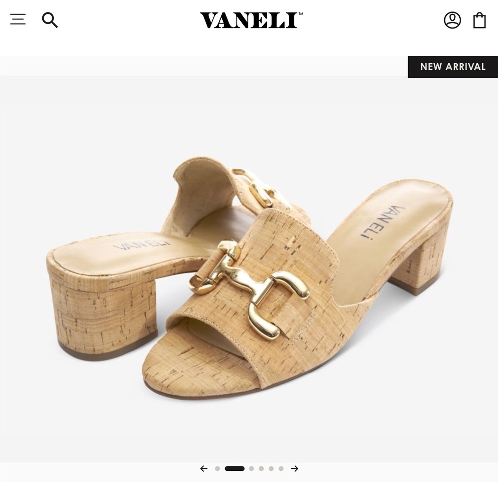 New Without Box Vaneli Oksana Sandal in Natural Cork, Size 7.5 Medium Width